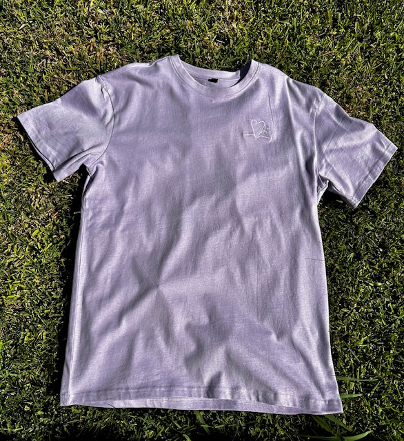 Tee shirt unisexe lila brodé blanc