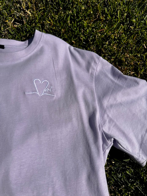 Tee shirt unisexe lila brodé blanc