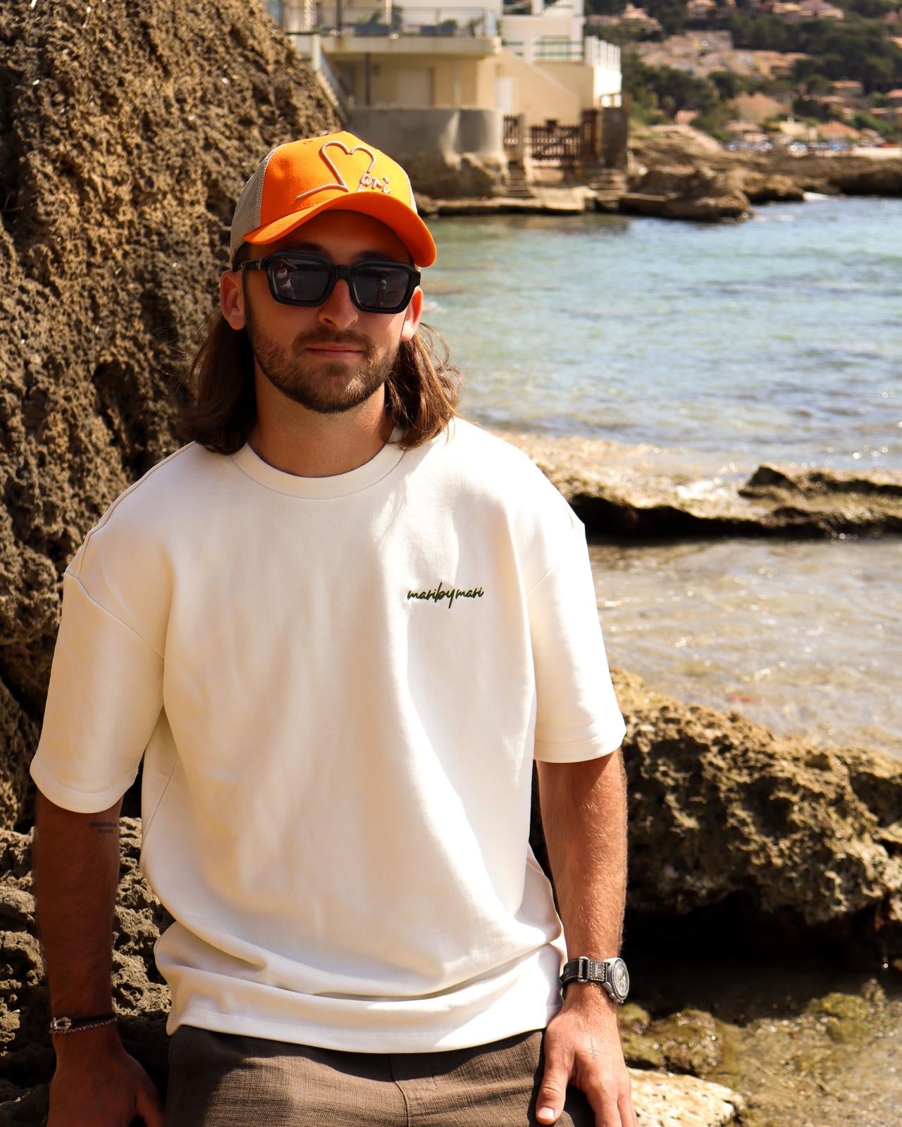 Tee shirt Iconic ivoire brodé kaki