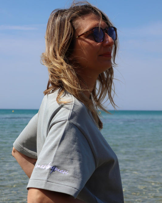 Tee shirt empreinte mastic brodé manche