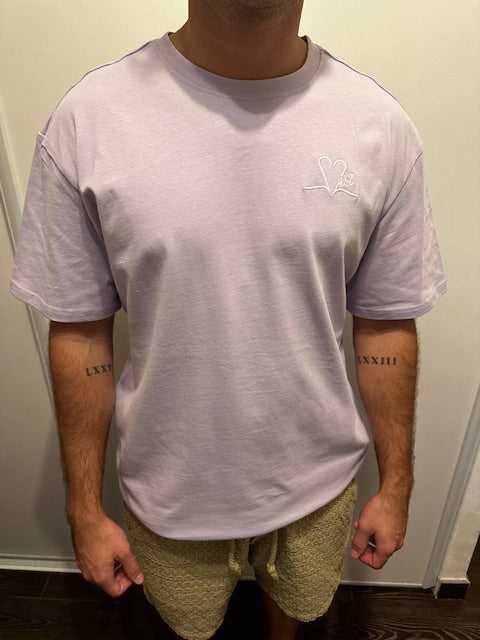 Tee shirt unisexe lila brodé blanc