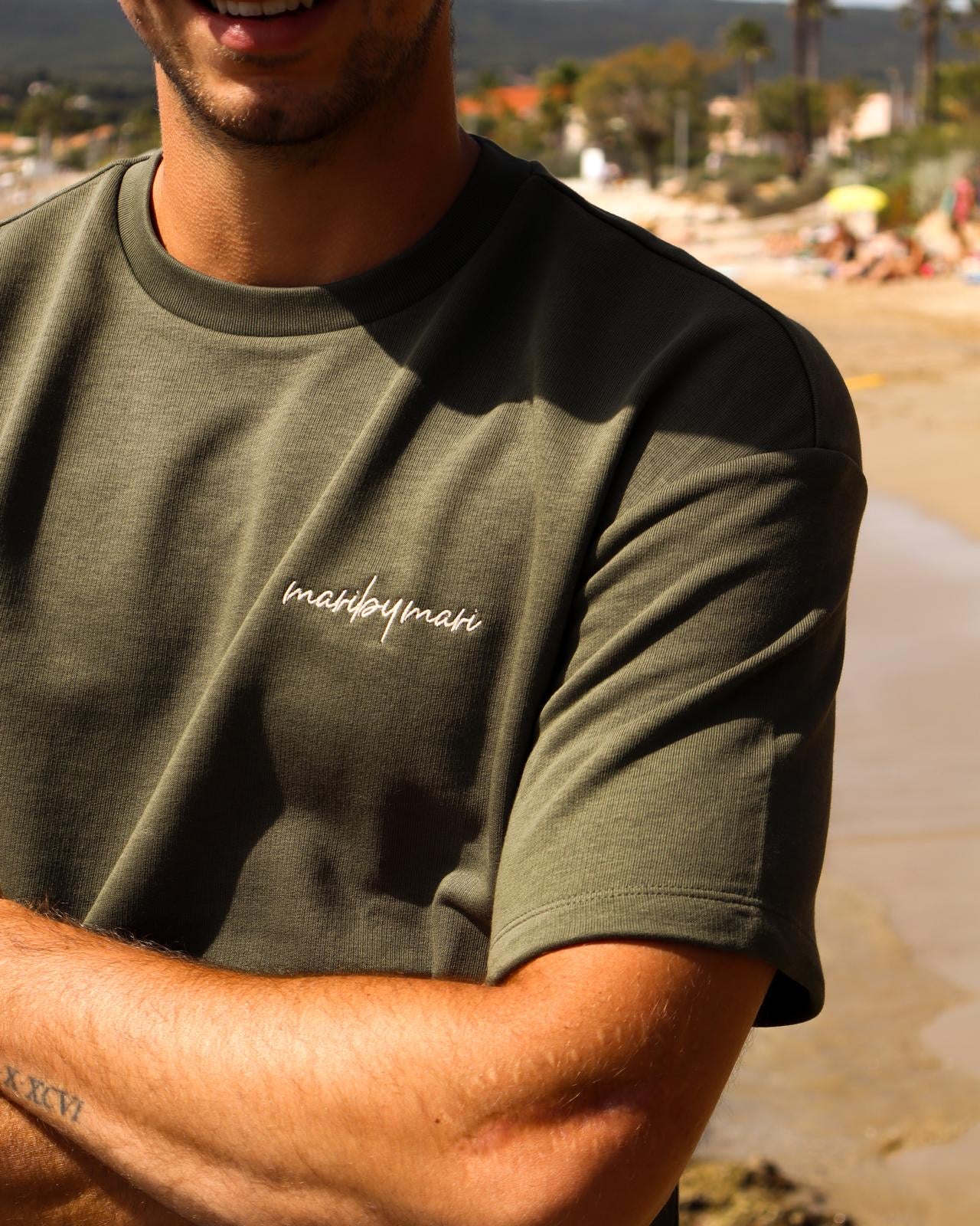 Tee shirt Iconic Kaki brodé Ivoire